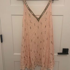 Pink and gold sequined free people slip dress